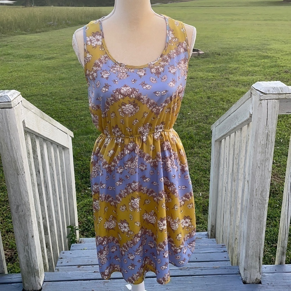 TEENPLO Yellow and Blue Dress Size Medium
